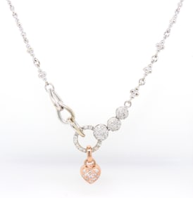 14kt White gold pave diamond station necklace