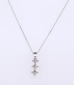 10kt White Gold Diamond Journey Pendant on Chain