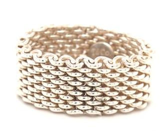 Tiffany & Co somerset mesh ring in sterling silver