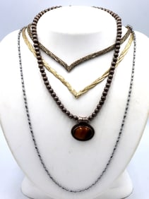 Group lot of 4 Vintage 925 sterling silver necklaces