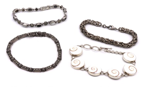 Vintage 925 sterling silver group lot of 4 bracelets