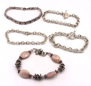 Vintage 925 sterling silver group lot of 5 bracelets