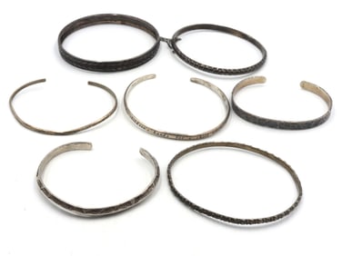 Group lot of Vintage 925 sterling silver cuff bangles