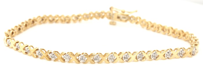 10kt Yellow gold diamond X link bracelet