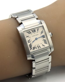 Cartier Tank Fan aise SM stainless steel ladies watch