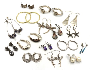 Group lot of Vintage 925 sterling silver earrings