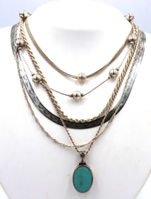 Group lot of 6 Vintage 925 sterling silver necklaces