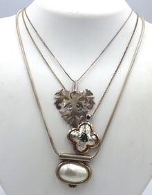 Group lot of 3 Vintage 925 sterling silver necklaces