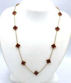 Gold plated clover station necklace