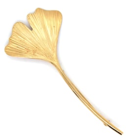 14kt Yellow gold feather style brooch