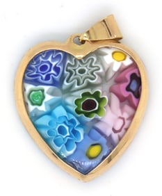 14kt Yellow gold glass of Venice Murano glass pendant
