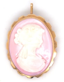 14kt Yellow gold cameo brooch pendant