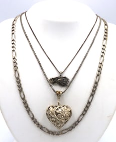 Group lot of 3 vintage 925 sterling silver necklaces