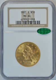 1901-S $10 Gold Liberty Eagle NGC MS64