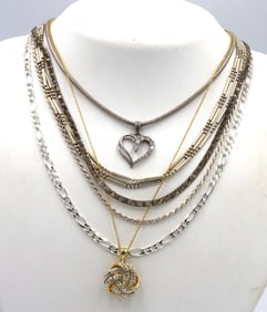 Group lot of 6 vintage 925 sterling silver necklaces