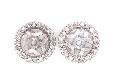 10kt White gold 0.25ctw round diamond halo earring jacket