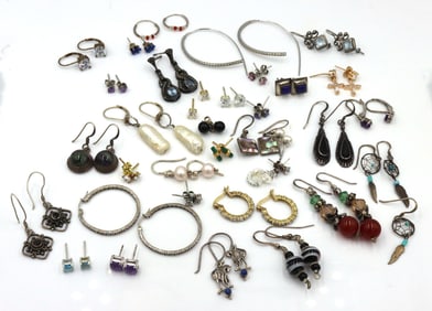 Group lot of vintage 925 sterling silver earrings