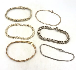 Group lot of 6 Vintage 925 sterling silver bracelets