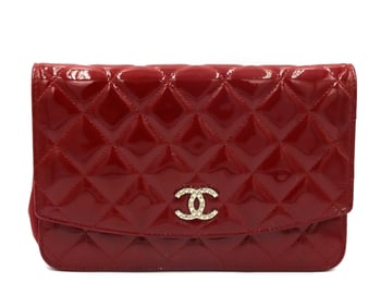 Chanel red patent leather mini single flap handbag