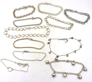 Group lot of 11 vintage 925 sterling silver bracelets