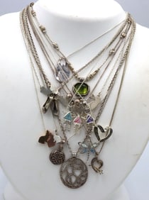 Group lot of 12 vintage 925 sterling silver necklaces