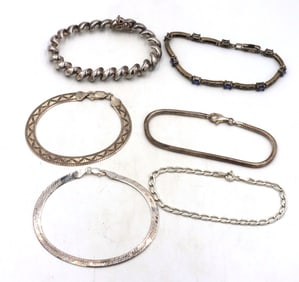 Group lot of 6 vintage 925 sterling silver bracelets