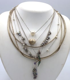 Group lot of 8 Vintage 925 sterling silver necklaces