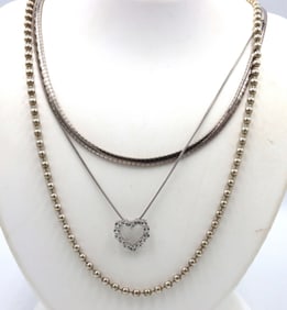 Group lot of 3 vintage 925 sterling silver necklaces