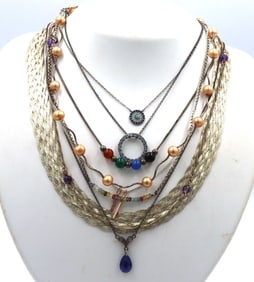 Group lot of 8 Vintage 925 sterling silver necklaces