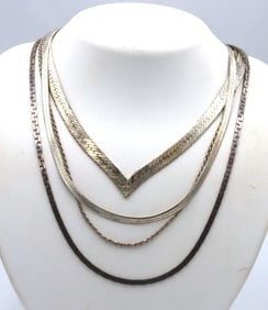 Group lot of 4 vintage 925 sterling silver necklaces