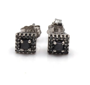 10kt White gold black and white diamond stud earrings