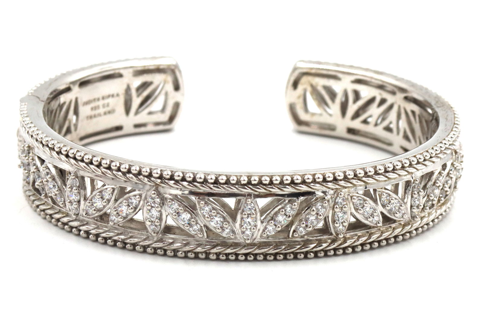 Judith Ripka 925 sterling silver signed cubic zirconia cuff bangle (1 of 6)