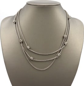 Judith Ripka crystal 3 row strand necklace