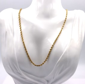 14kt Yellow gold rope chain necklace
