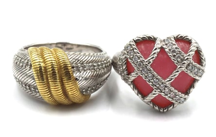 Lot of 2 Judith Ripka 925 sterling silver signed rings