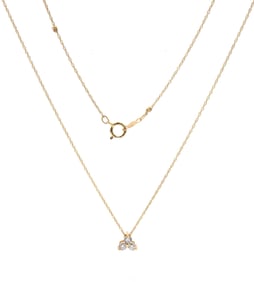 14kt Yellow gold 0.20ctw 3 diamond pyramid pendant on chain