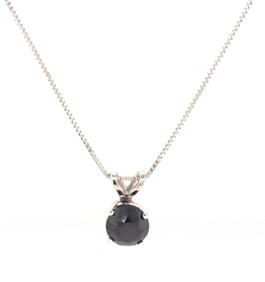 14kt White gold 0.45ct black diamond pendant on chain