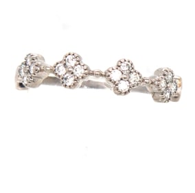14kt White gold 0.15ctw diamond clover stackable band