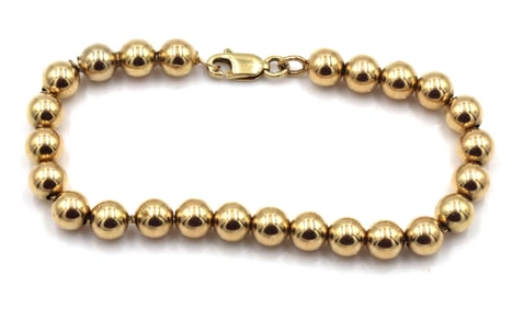 14kt Yellow gold beaded gold link bracelet