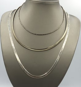 Group lot of 3 vintage 925 sterling silver chains