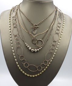 Vintage 925 sterling silver group lot of 7 chain necklaces