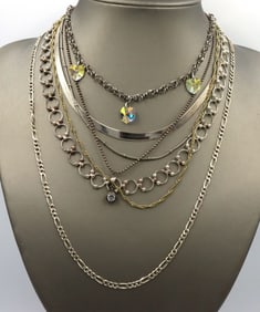 Vintage 925 sterling silver group lot of 7 chain necklaces