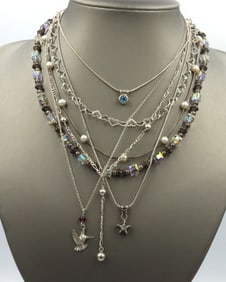 Vintage 925 sterling silver group lot of  chain necklaces