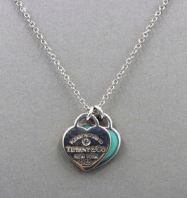 Tiffany & Co Tiffany blue double heart tag pendant on adjustable chain