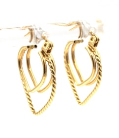 14kt Yellow gold double heart shaped earrings