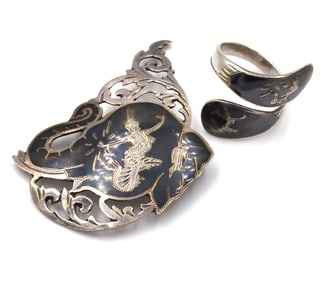 Vintage Siam 925 Sterling silver and Enameled lot of jewelry