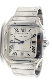 Cartier Santos date stainless steel watch