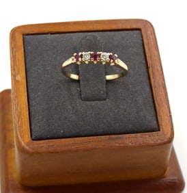 14kt Yellow gold ruby and diamond 5 stone band