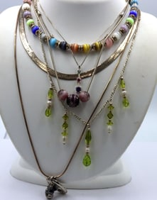 Group lot of 7 Vintage 925 sterling silver necklaces