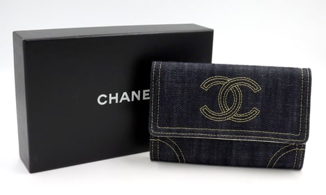 Chanel Denim Compact Wallet w/ Box